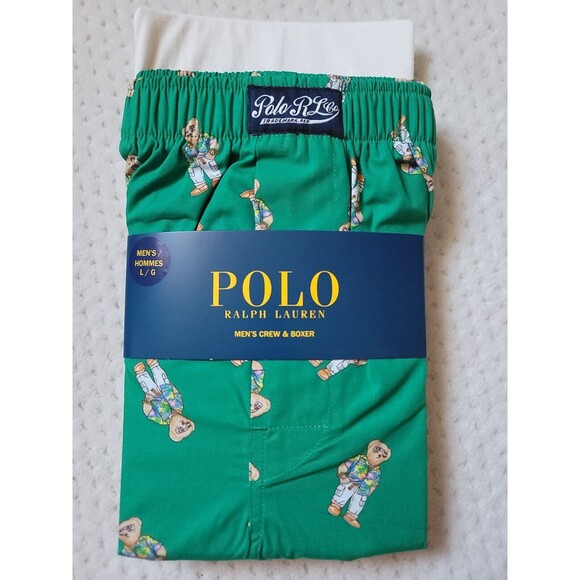 NWT Polo BEAR Ralph Lauren Crewneck Tee & Printed Boxer Short Gift Set, L - Picture 2 of 7